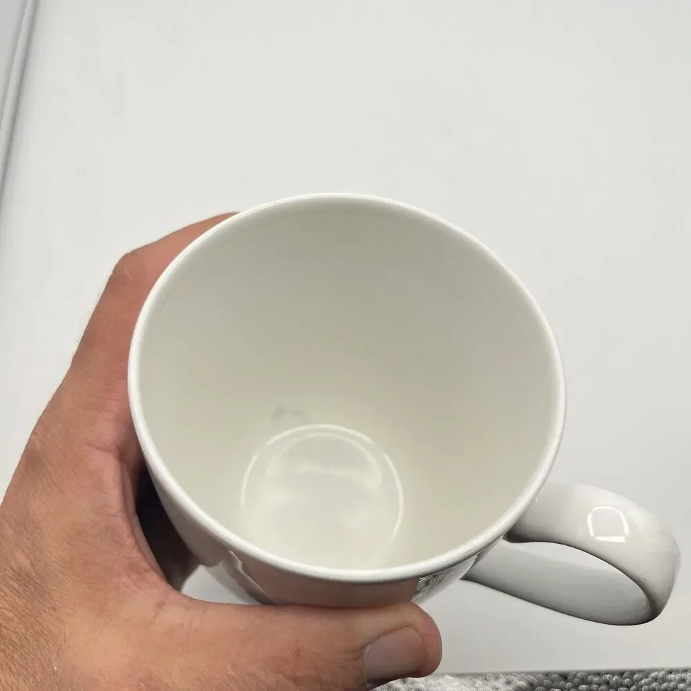 Crate & Barrel Mug White Porcelain Handled 4